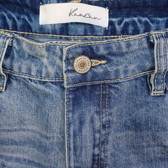 Kancan Distressed Denim Jean Shorts Women's Large W28 Blue Cuffed Mid KC5142YT - Picture 3 of 13